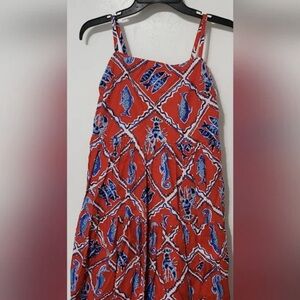 Red Nautical Print Maxi Dress